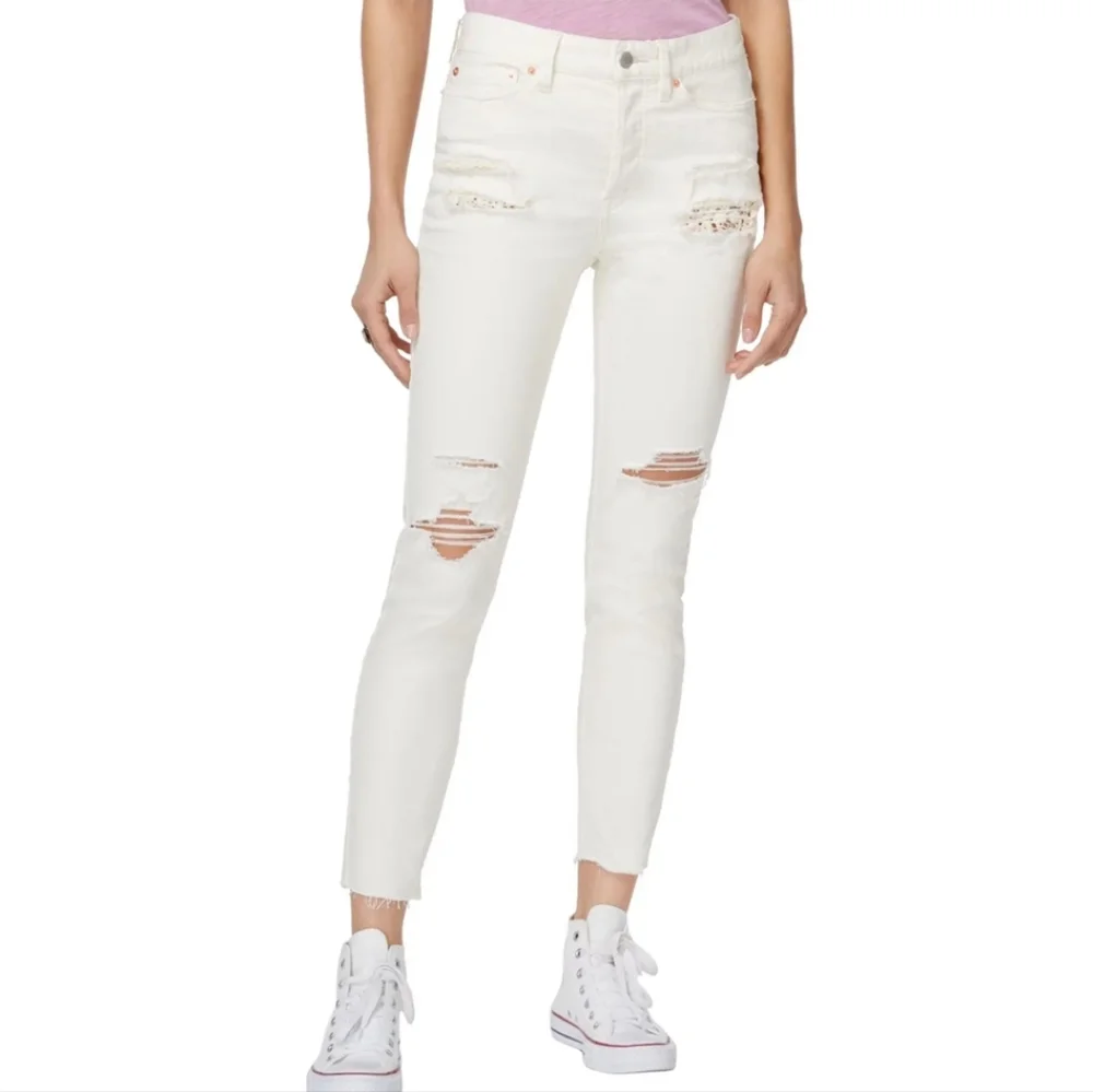 Free People Size Womens Sz 30 Knees Skinny White Jeans 61855-16515125 DISTRESSED